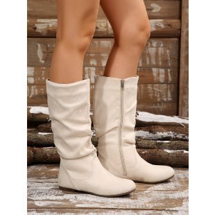 Plus Size Women's Side Zipper Pleated Pile Style Boots - Image 6