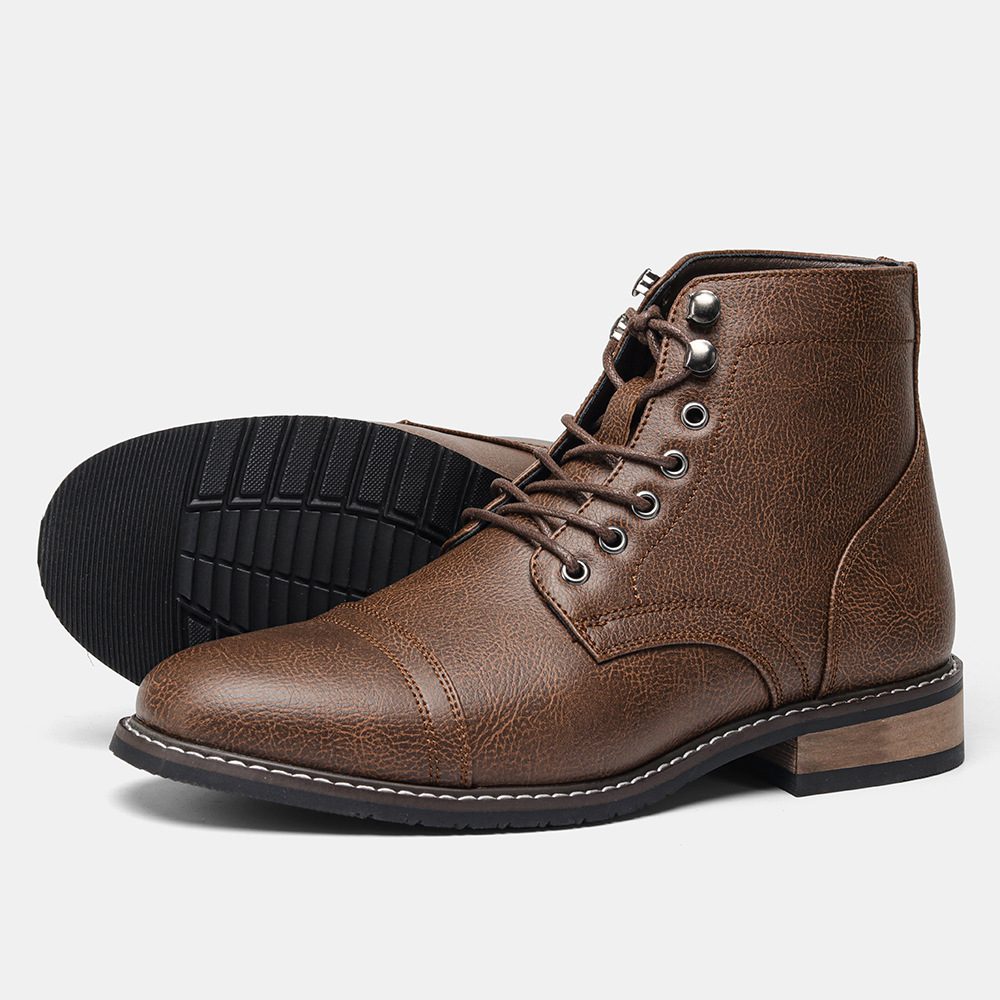 Men's Plus Size Retro Fashion Work Clothes Leather Martin Boots - Image 6