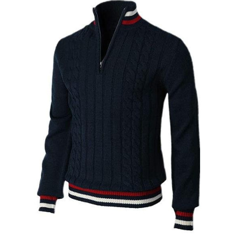 Spring And Autumn New Color Blocked High Necked Knitted Shirt - Image 2