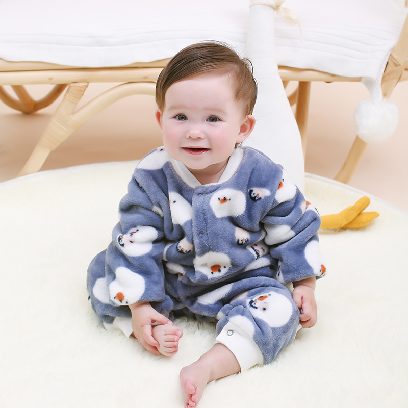 Baby Warm One-piece Clothes Coral Fleece Thickened Pajamas Romper — изображение 2