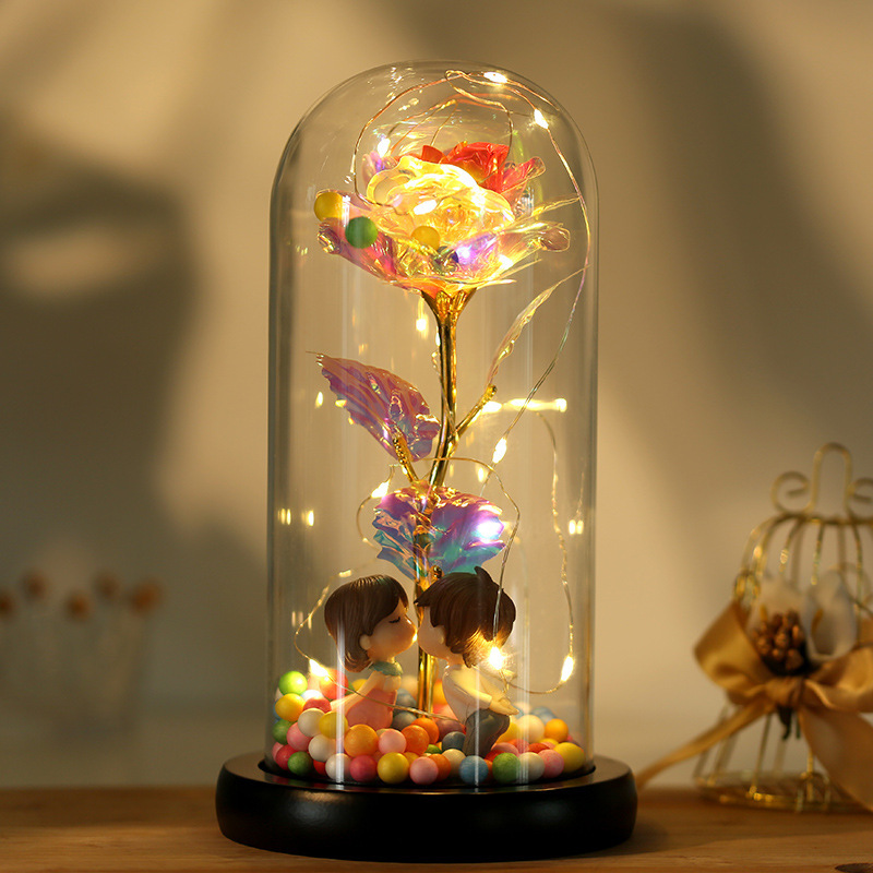 Colorful 24k Gold Foil Flower Color GoldWith Lights Christmas Gift - Image 2