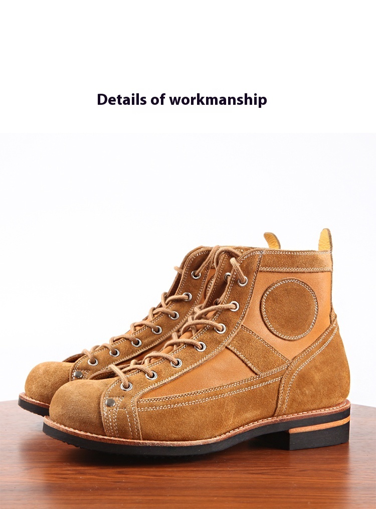 Leather Stitching Paratrooper Work Ankle Boots - Image 8
