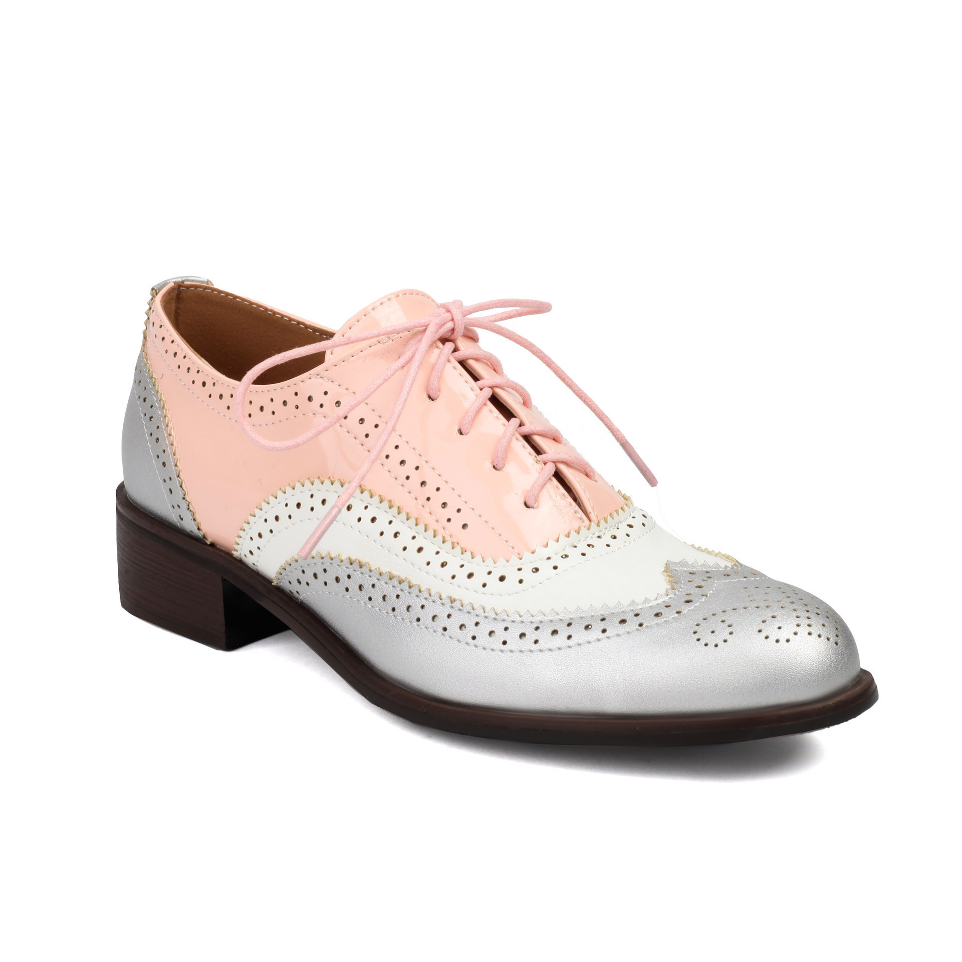 Retro British Contrasting Color Brogue High-cut Lace-up Shoes – Bild 9