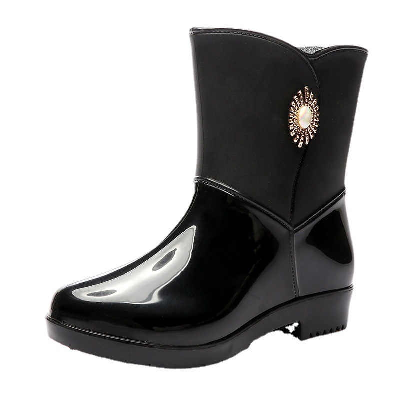 Fashion Rain Boots Women's Middle Tube Non-slip Warm - Image 5