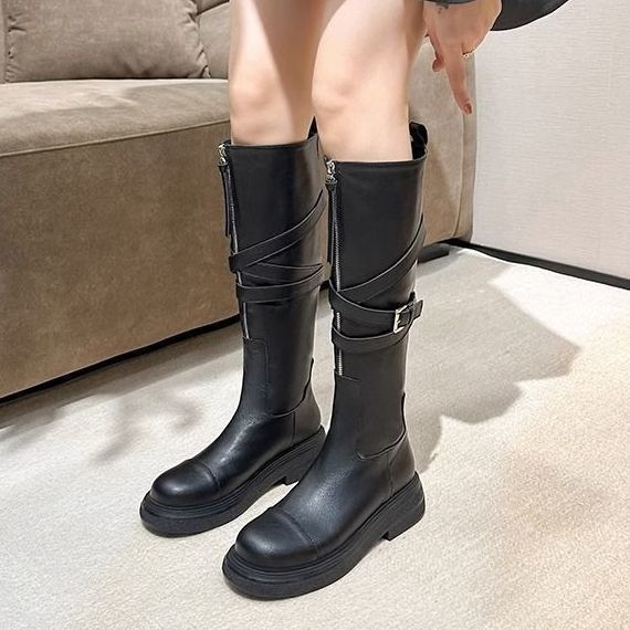 Brown Women's Riding Boots Thin High Tube Long - Image 5