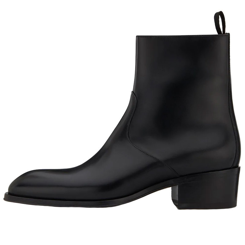 Leather Pointed Toe Zipper High Street Martin Boots - Image 5