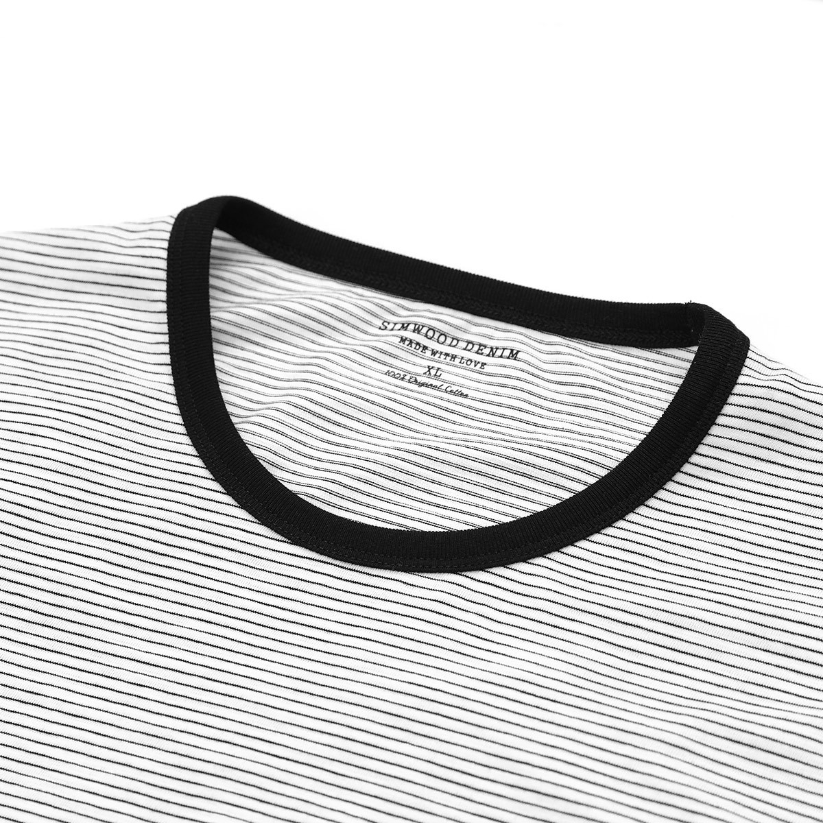 Letter printed black and white striped short sleeves - Image 4