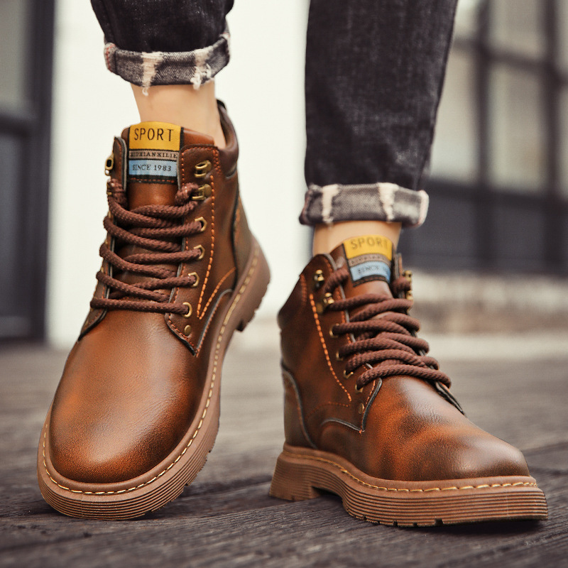 All-matching Men's Martin Boots Retro British Style Leather — изображение 4