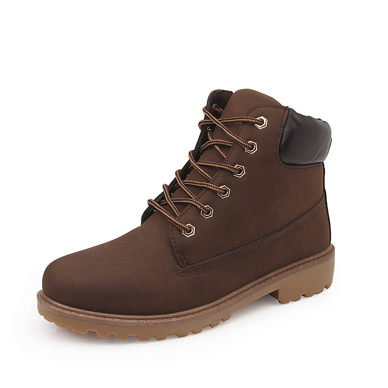 Pink With Velvet Lining Warm Flat Bottom High-top Men's Shoes Couple Martin Boots - Image 5