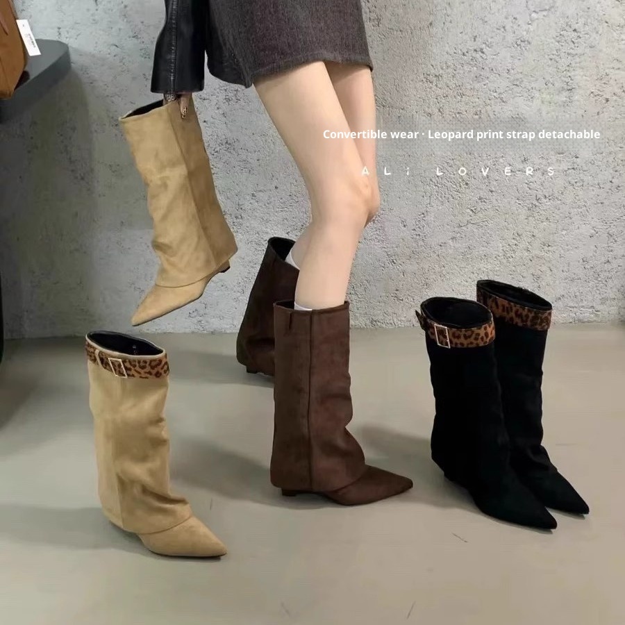 Retro Western Slimming Belt Buckle Middle Boots – Bild 2