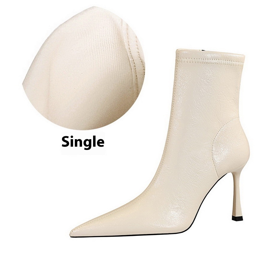 Ultra High Heel Stiletto Pointed Winter Side Zipper Short Boots - Image 8