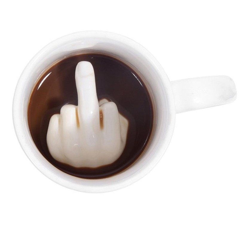 Creative Design White Middle Finger Mug Novelty Style Mixing Coffee Milk Cup Funny Ceramic Mug Water Cup - Image 3