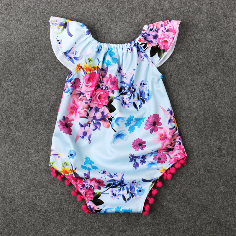 Summer Baby Crawling Clothes Girls Floral Jumpsuit Children's Clothing – Bild 3
