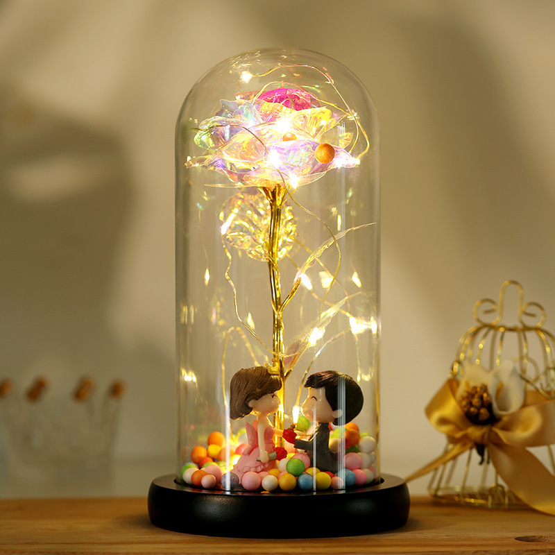 Colorful 24k Gold Foil Flower Color GoldWith Lights Christmas Gift - Image 6