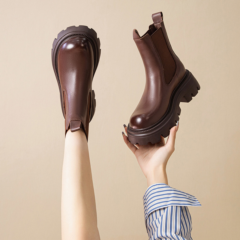 Women's Leather Thick-soled Leather Martin Boots - Image 2