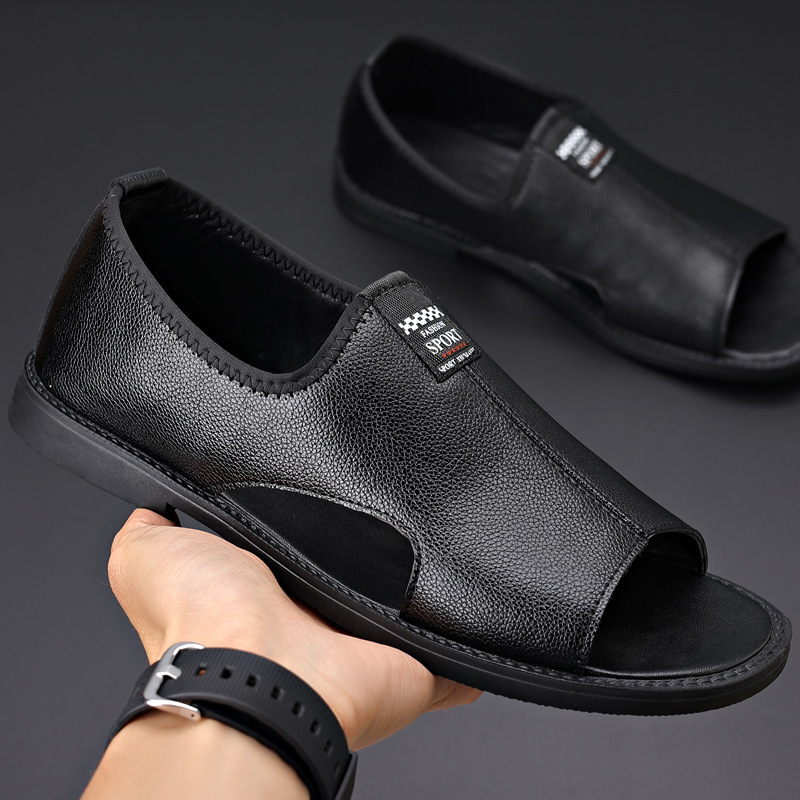 Roman Casual Sandals Soft Leather Non-slip Men - Image 4