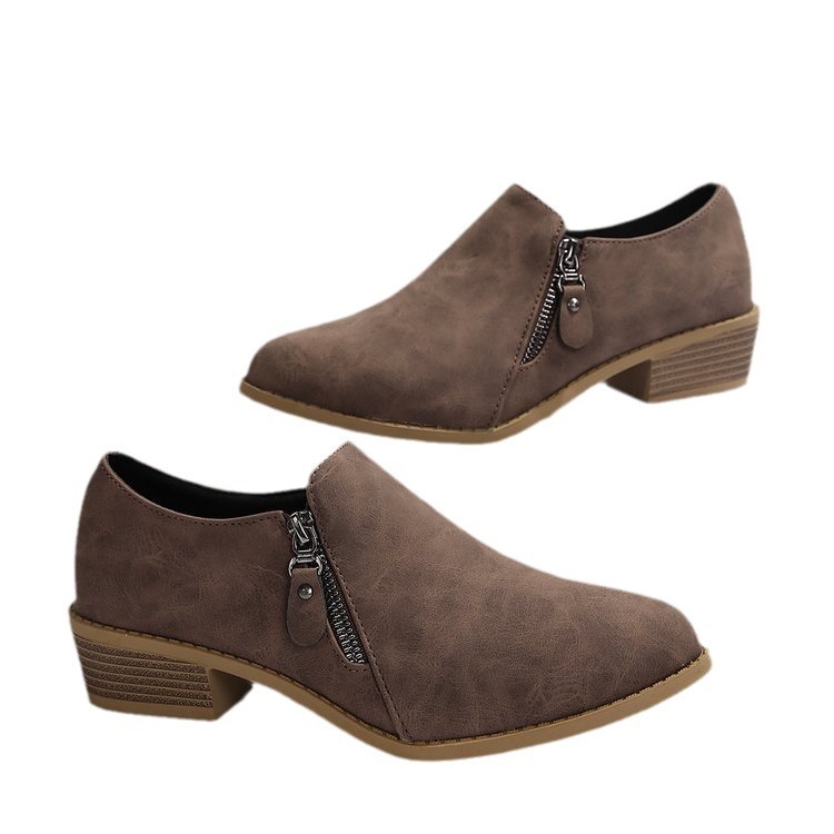 Plus Size New Side Zipper Square Heel Commuter Shoes Boots - Image 5