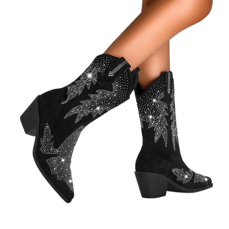 Shiny Rhinestone Booties Ankle Women - Image 5