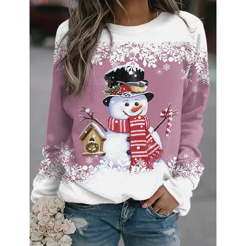 Snowman Printed Panel Loose Sweater — изображение 5
