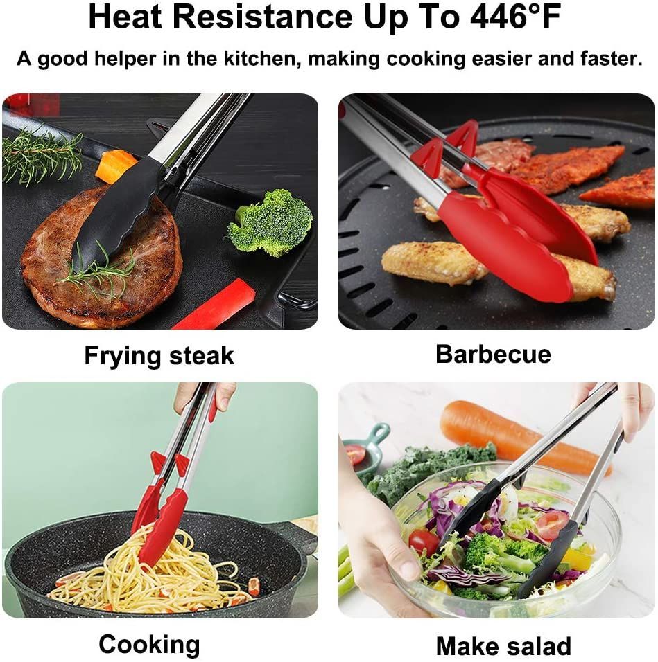 Household silicone food tongs stainless steel barbecue tongs — изображение 5