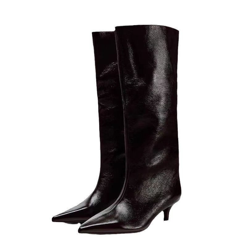 Women's British Style Pointed Toe High Leg Boot - Image 5