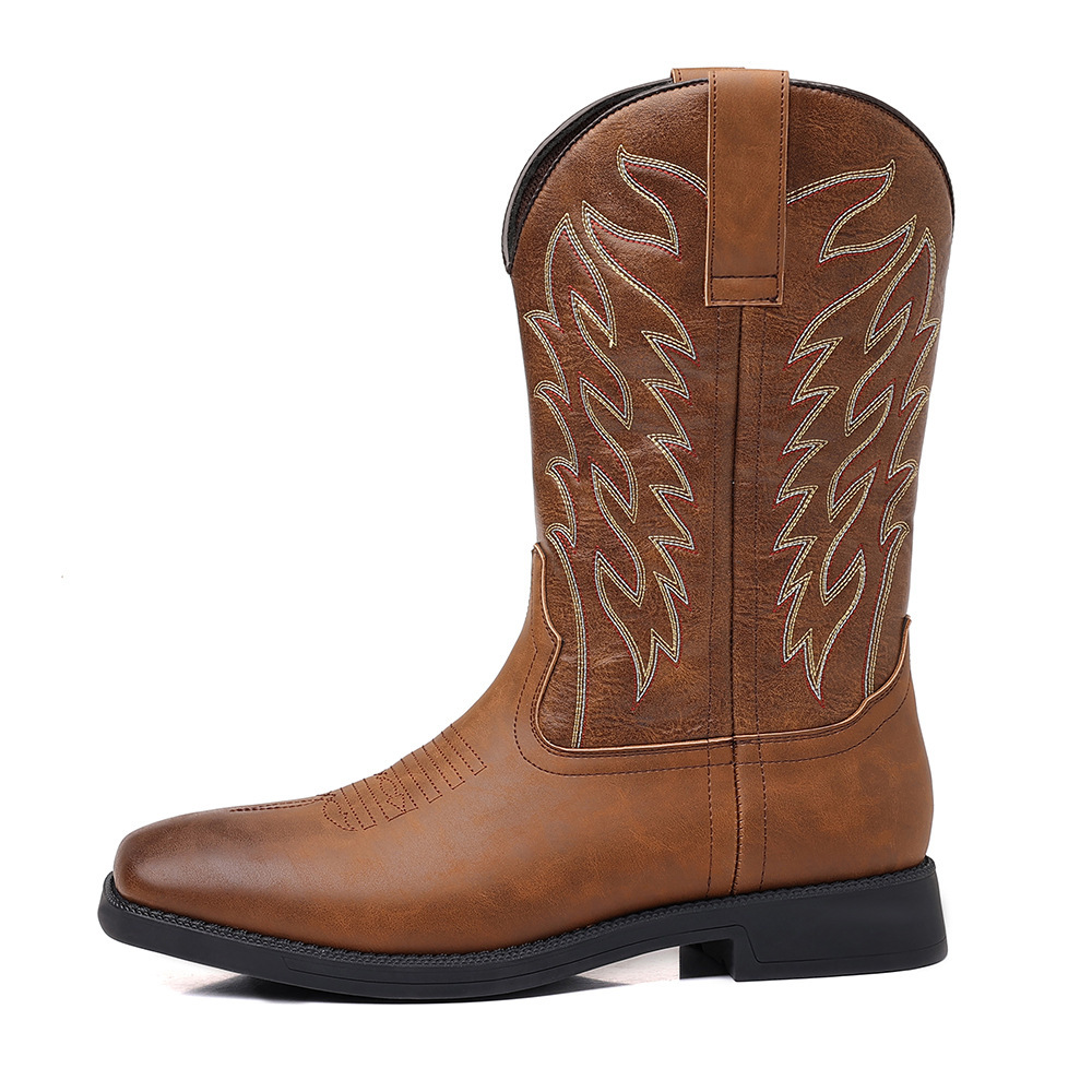 Retro Wide Head Western Cowboy Boot - Image 2