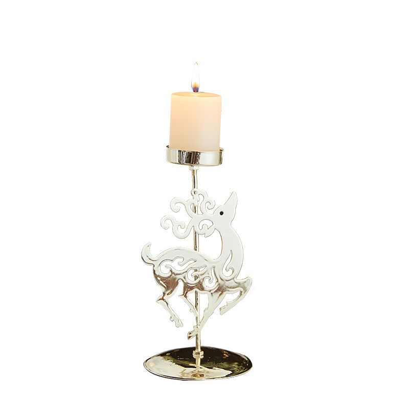 Romantic Christmas Wrought Iron Candlestick Candle Tray Decoration - Image 5