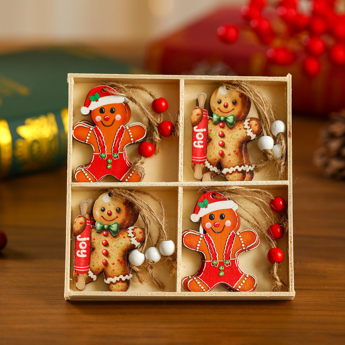 12 PCs Faceless Old Man Christmas Wooden Pendant Boxed Christmas Tree - Image 10
