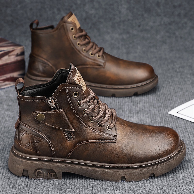 Retro British Style High Cut Martin Boots For Men - Image 3