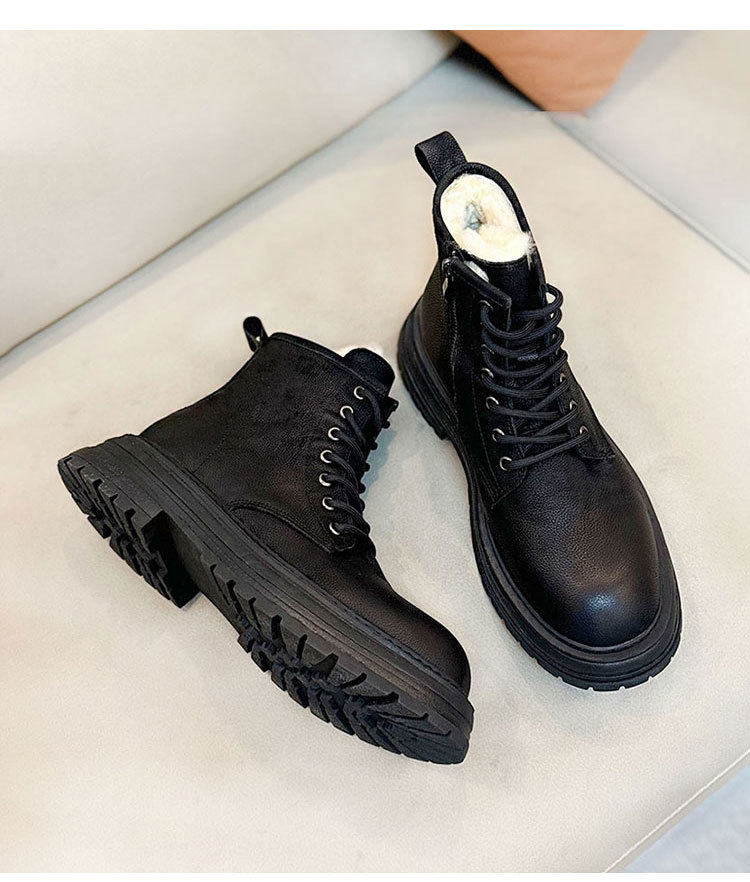 Sheepskin Fur Snow Boots Men's Thick Bottom Non-slip Dr Martens Boots - Image 5