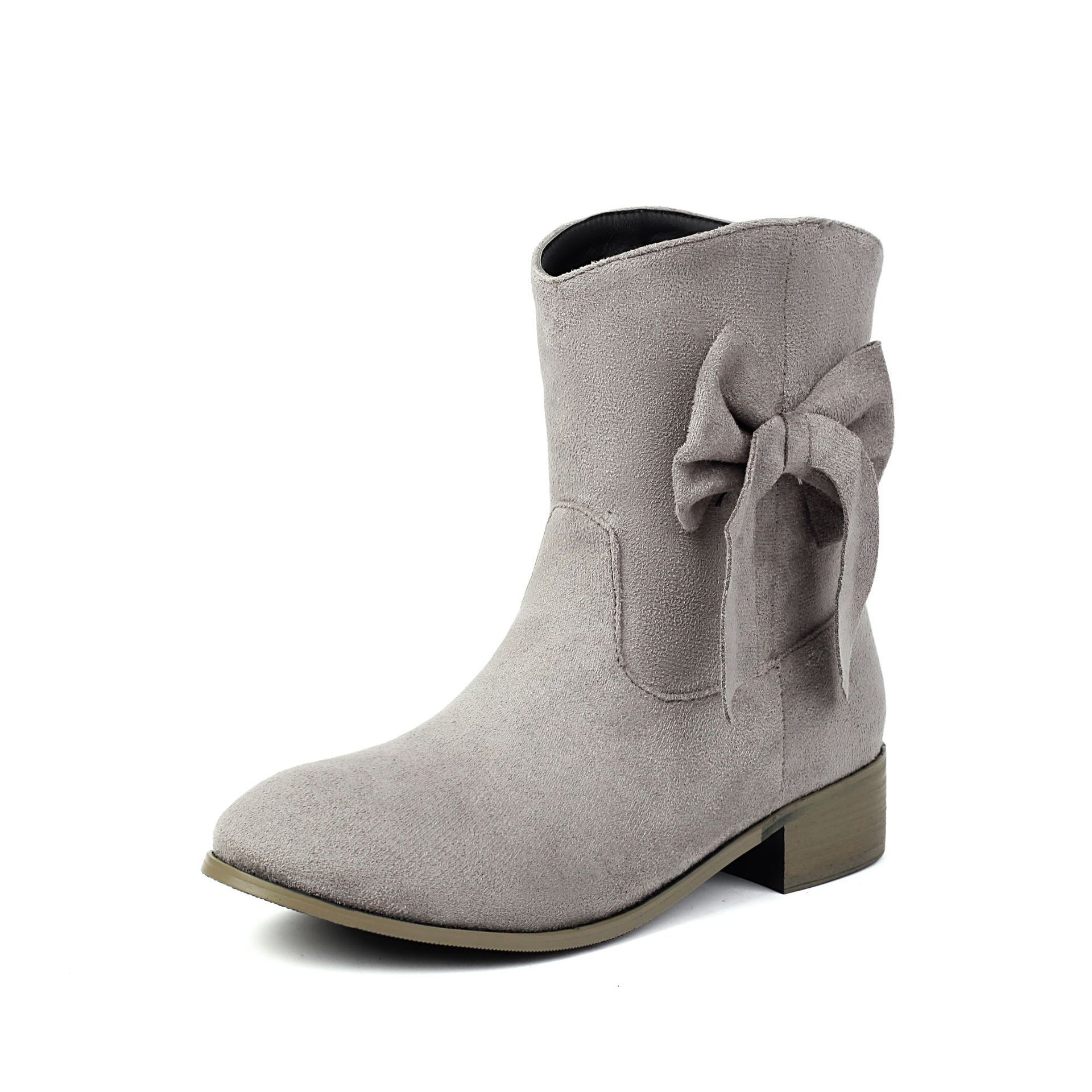 Low Heel Suede Large Size Sweet Bow Casual Boots - Image 8