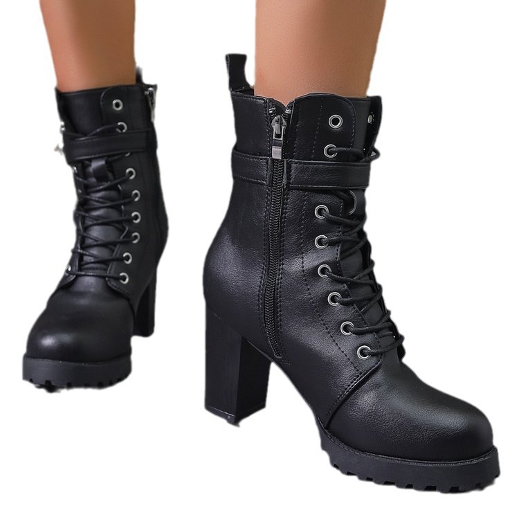 Autumn And Winter New Women's Plus Size Martin Boots Ankle Boots Belt Buckle - Image 4