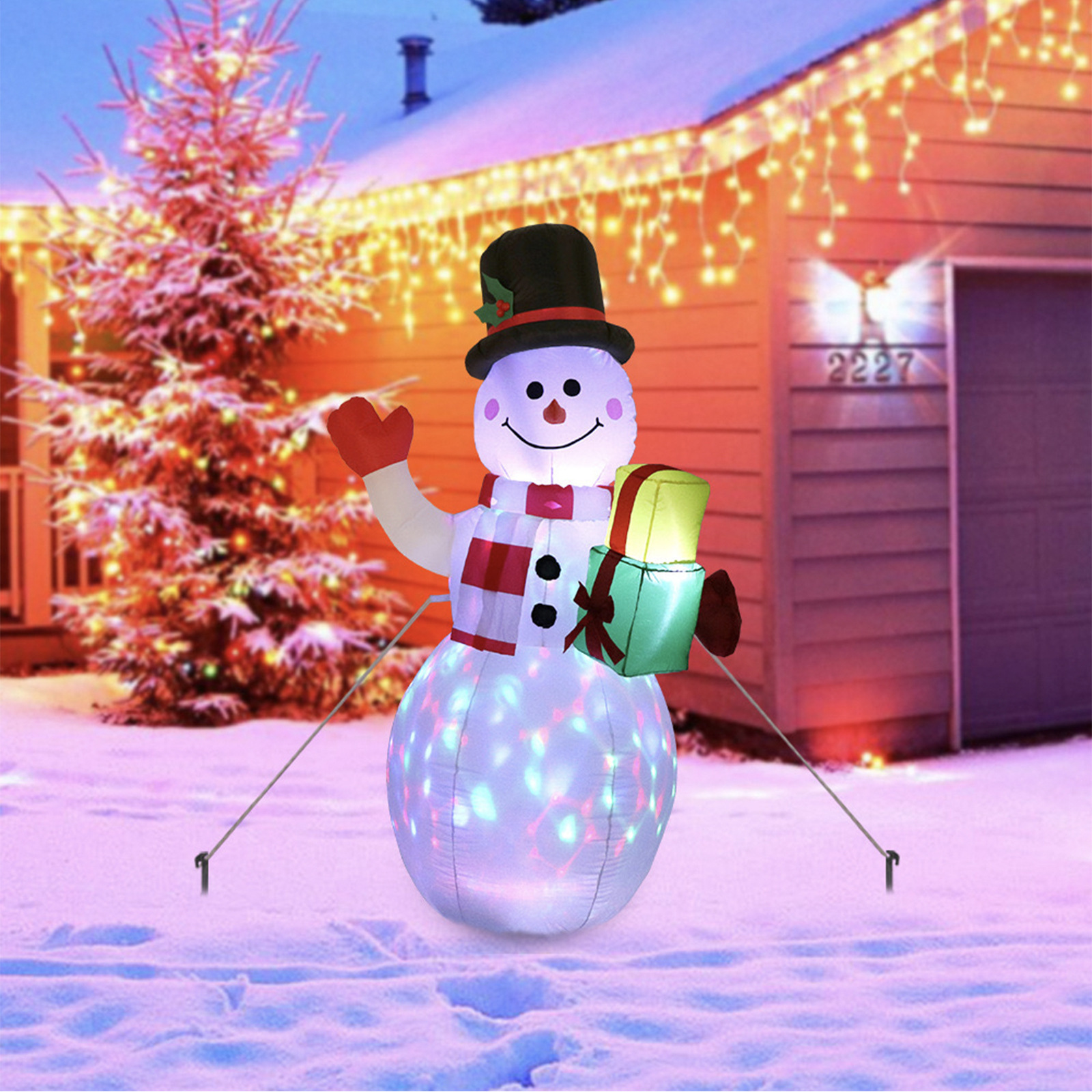 Christmas LED Lights Glowing Santa Tree Snowman Inflatable Doll Outdoor Yard Garden Decor - Image 7