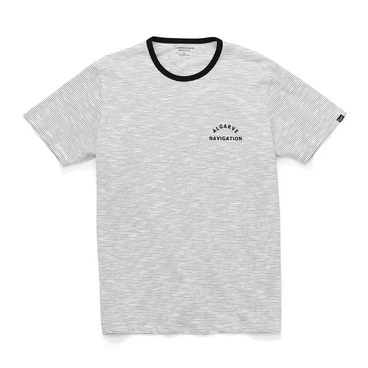 Letter printed black and white striped short sleeves