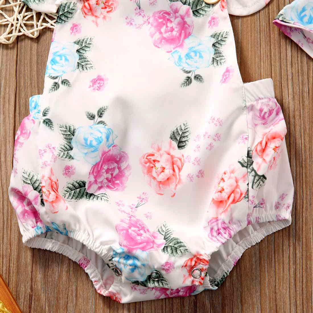Floral Ruffled Set Infant Casual Trend Cute Little Floral Triangle Dress Two Piece Suit Girl Explosion Climbing Suit – Bild 2