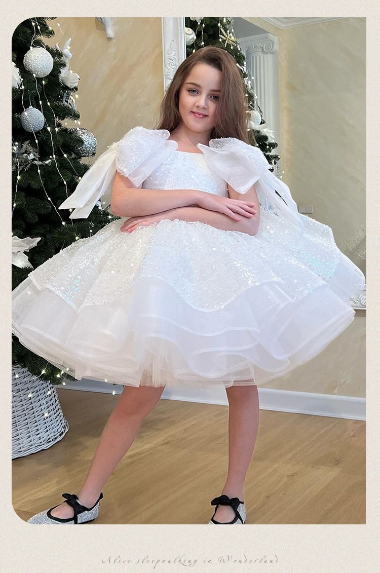 Girls' White Birthday Party Formal Dress Skirt — изображение 8
