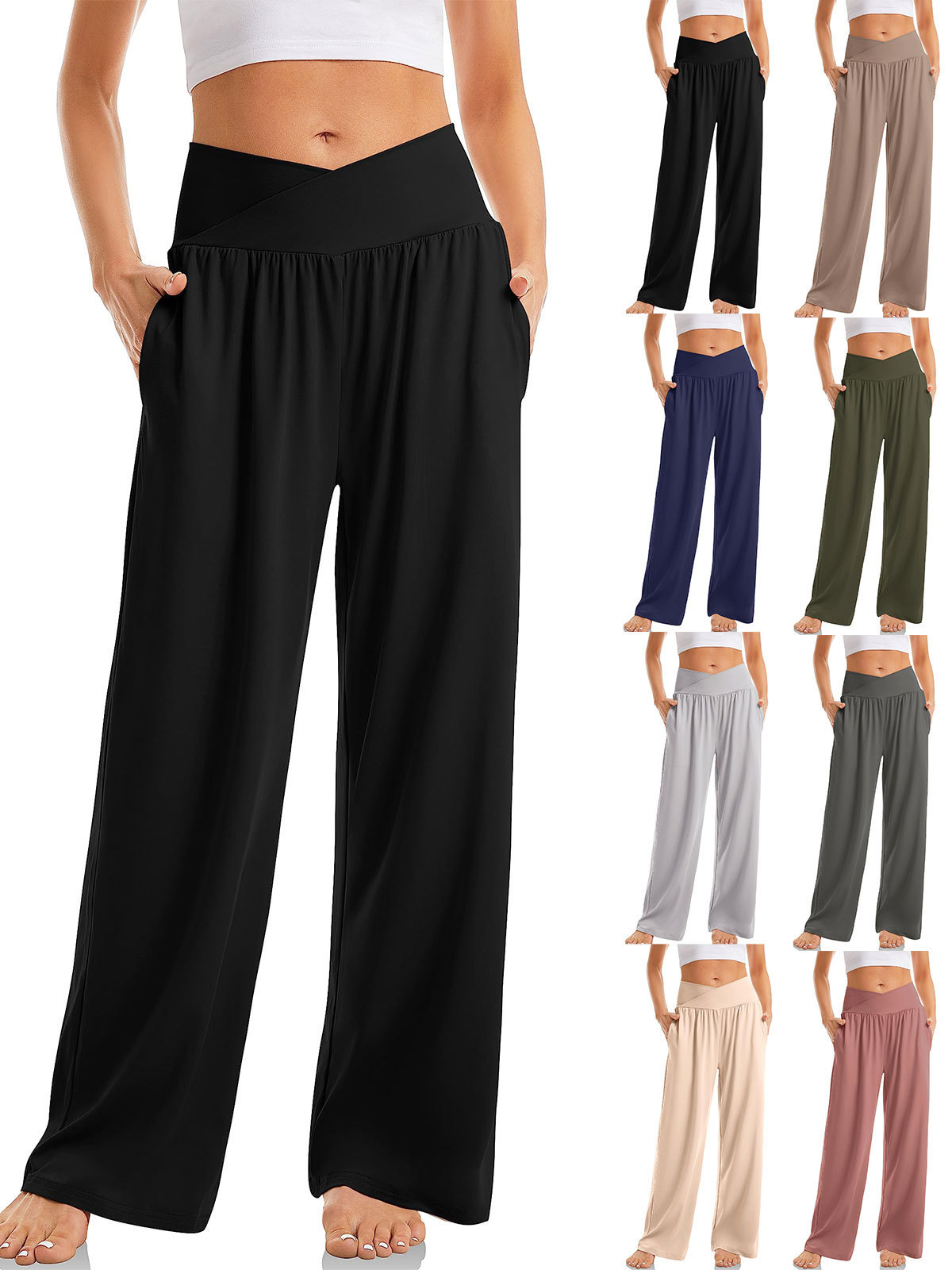 Women's Cross Waist Yoga Pants Loose Trousers Sports Pants - Image 2