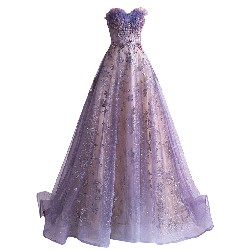 Strapless Purple Sequin Starry Dress Wedding Dress – Bild 5