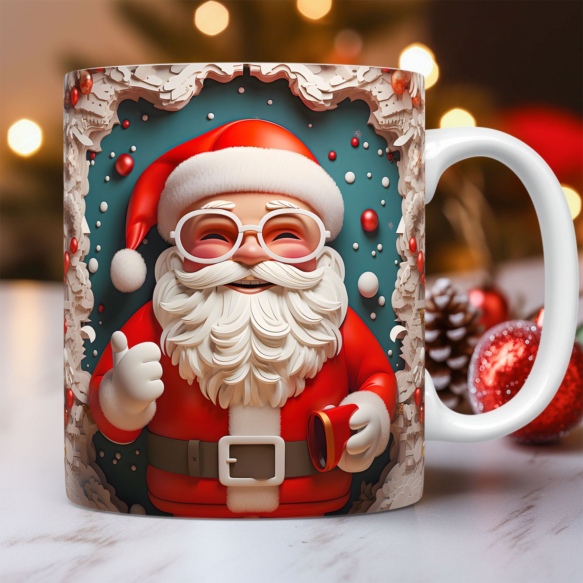Creative 3D Christmas Ceramic Mug Unique Space Design Snowman Santa Coffee Cup Tea Milk Mug Christmas Gifts For Kids Adults Kitchen Gadgets - Image 9
