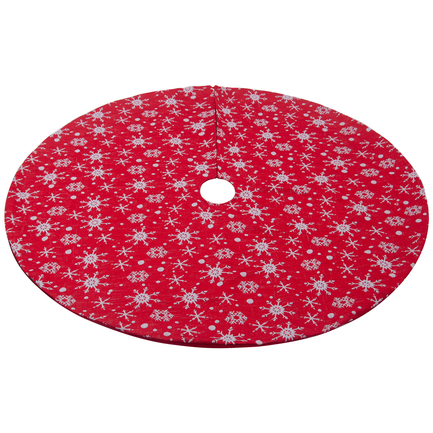 Christmas Non-woven Fabric White Color With Red Outsole Snowflake Tree Skirt - Image 5