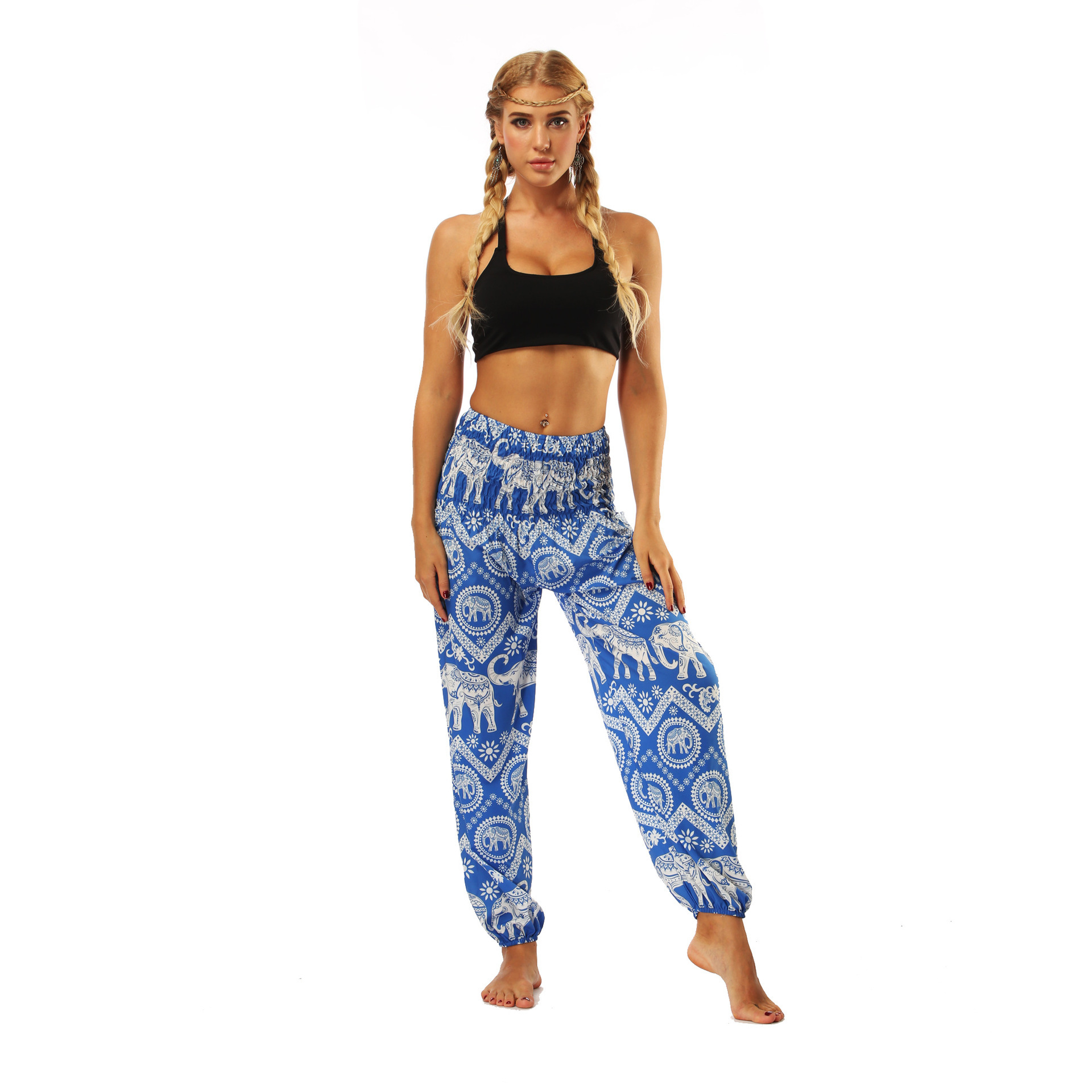 Golden elephant pattern outdoor yoga pants - Image 8