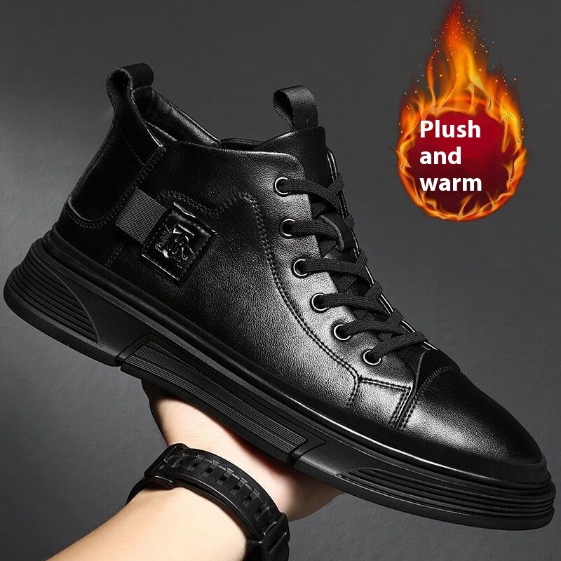 High-top Men's Shoes Winter Men's Leather Shoes Leather Casual - Image 8