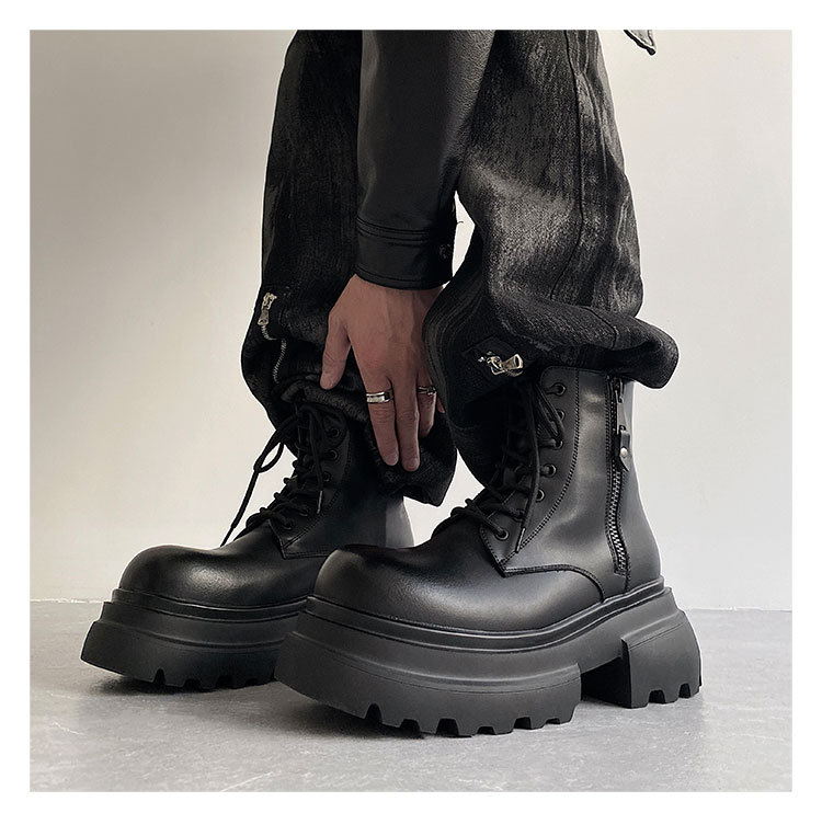 Autumn And Winter Leather Martin Boots High-top Leather Shoes Men's Shoes Fleece-lined - Image 4