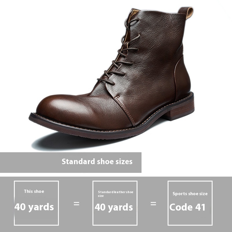 Men's Cowhide Vintage Handmade Martin Boots - Image 7