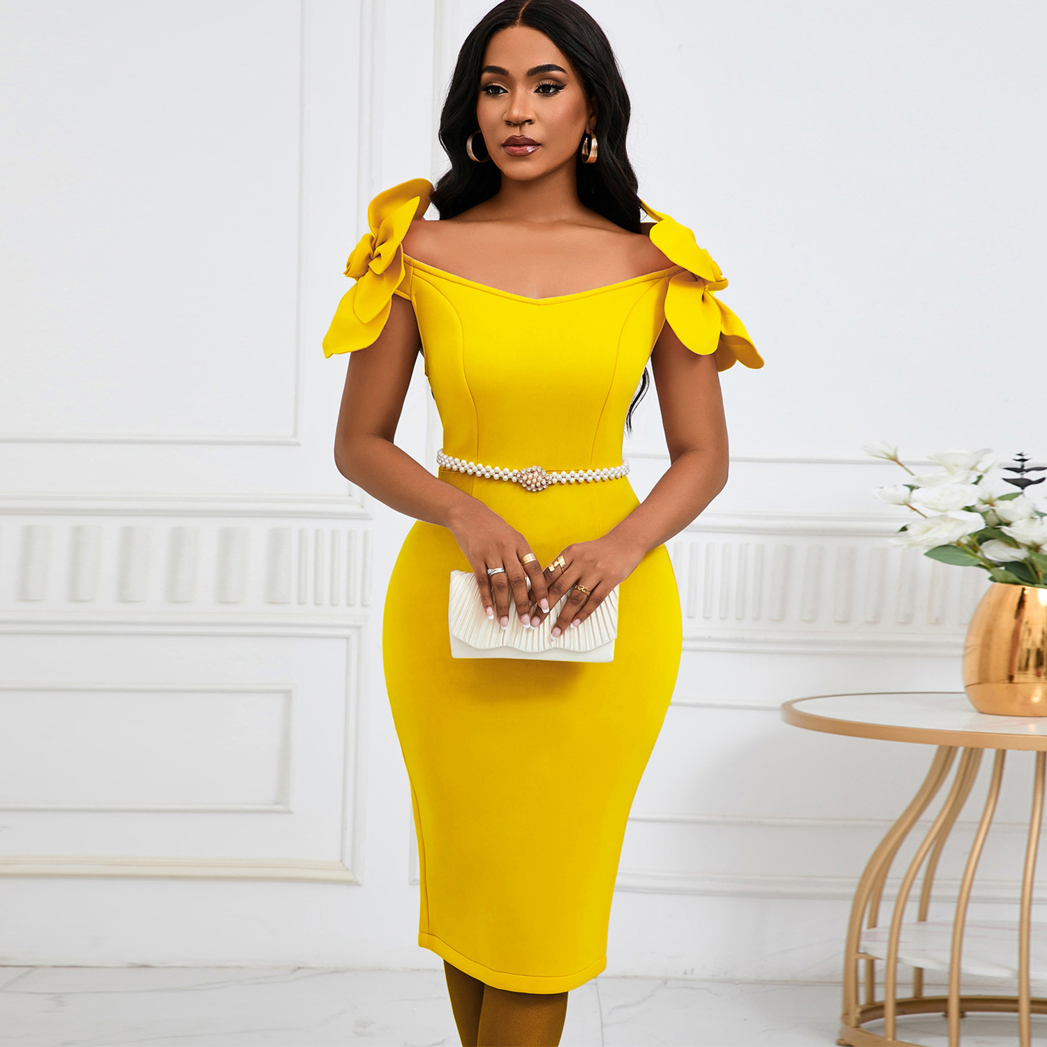 Women's Three-dimensional Floral Elegant Dress – Bild 3