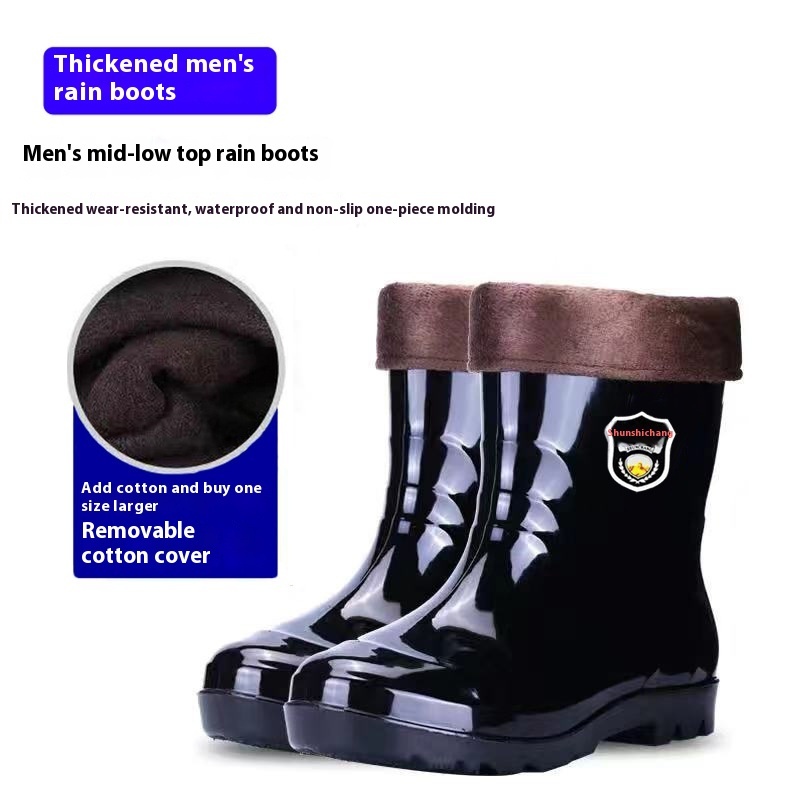 Popular Men's Tendon Bottom Camouflage Wear-resistant Rain Boots Fleece-lined Warm - Image 7