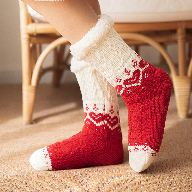 Love Knitted Plush Floor Socks Winter Warm Non-slip Carpet Socks Christmas Home Women - Image 9