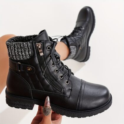 Women's Fashion Side Zipper Low Heel Ankle Boots