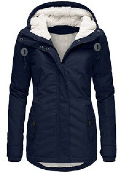 Winter Hooded Jacket Solid Color Warm Buckle Zip-up Fleece Jacket With Pockets Women's Casual Jacket - Image 10
