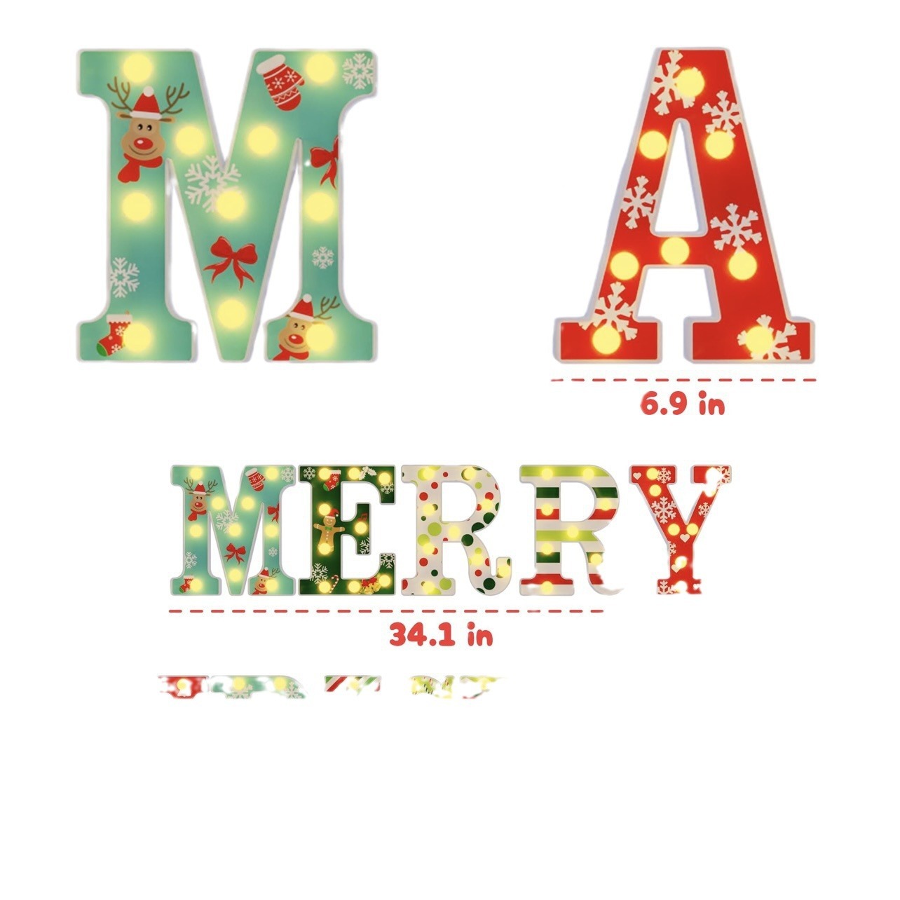 Merry Christmas Letter Light JOY Decorative Letters Decoration Christmas Home Party Desktop Ambience Light - Image 4